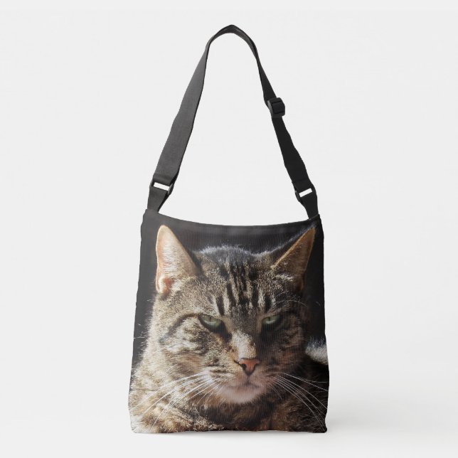 Grouchy Tabby Cat Crossbody Bag (Front)