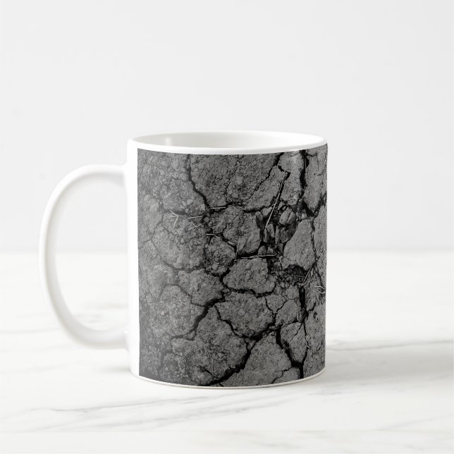 Ground gray dirt drought arid coffee mug (Left)