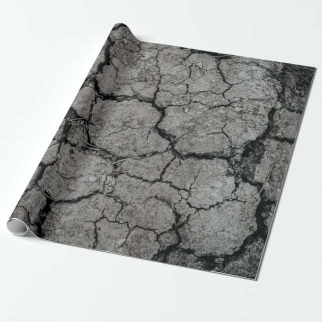 Ground gray dirt drought arid wrapping paper (Unrolled)