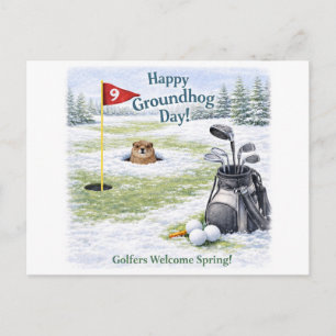 Ground hog day for Golfer Holiday Postcard