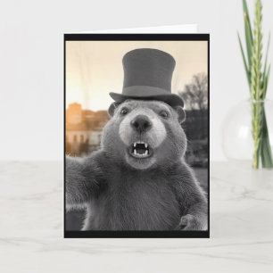 Ground Hog Day Woodchuck Funny Groundhog Selfie  Card