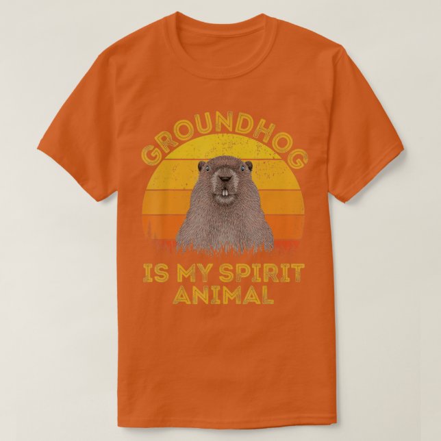 Ground Hog Is My Spirit Animal Retro Groundhog Day T-Shirt (Design Front)