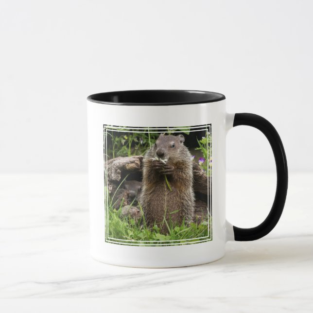 Ground Hog Munching on a Flower Mug (Right)