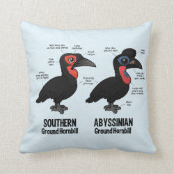 Compare Southern and Abyssinian Ground Hornbills Cotton Throw Pillow