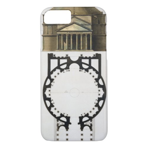 Ground plan and facade of the Pantheon Rome from iPhone 87 Case