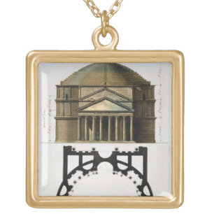 Ground plan and facade of the Pantheon, Rome, from Gold Plated Necklace