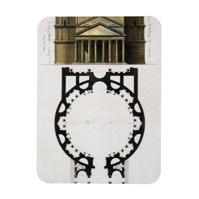 Ground plan and facade of the Pantheon, Rome, from Magnet (Vertical)