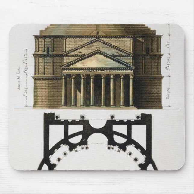 Ground plan and facade of the Pantheon, Rome, from Mouse Pad (Front)