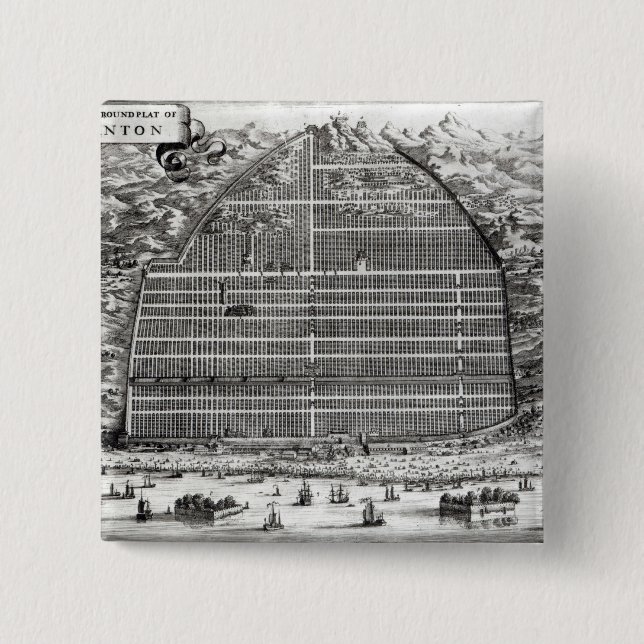 Ground Plan of Canton, China Button (Front)
