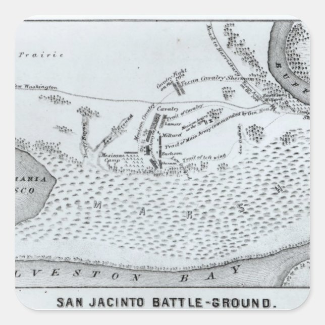Ground Plan of the Battle of San Jacinto Square Sticker (Front)