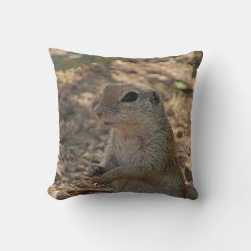 Ground Squirrel Nature Photo Desert Animal Throw Pillow
