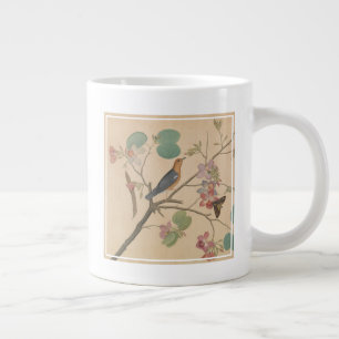 Ground Thrush and Moth on an Orchid Branch Giant Coffee Mug