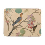 Ground Thrush and Moth on an Orchid Branch Magnet
