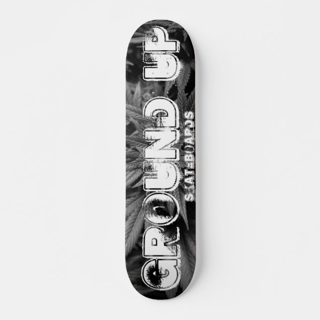 GROUND UP Black & White Skateboard Deck (Front)