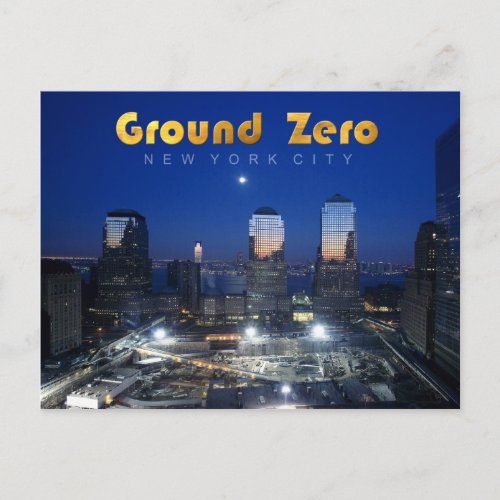 Ground Zero Manhattan NYC at night Postcard
