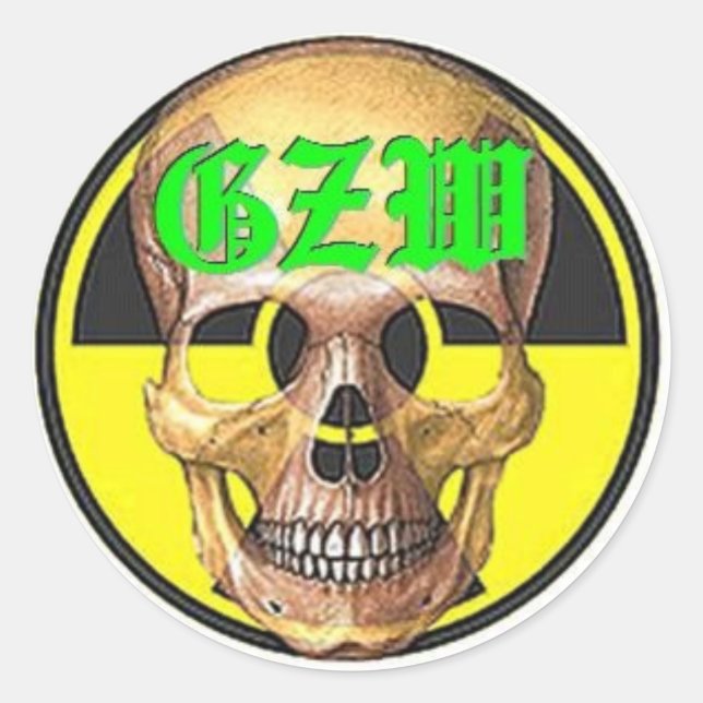 Ground Zero Warhead green skull Classic Round Sticker (Front)