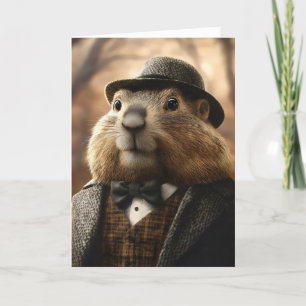 Groundhof Funny Gentleman Holiday Card