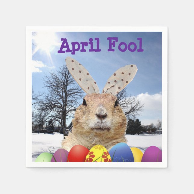 Groundhog April Fool Day Napkins (Front)