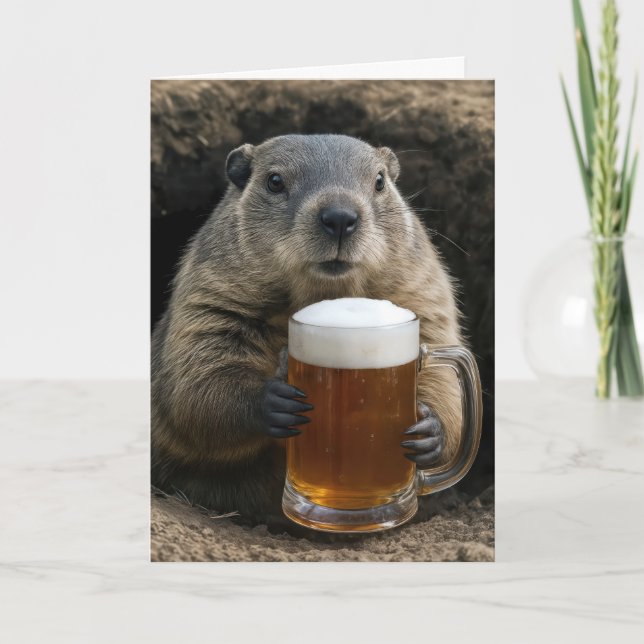 Groundhog Birthday With Beer Mug Card (Front)
