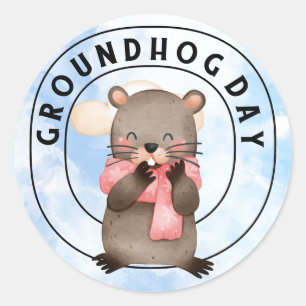 Groundhog classic round sticker
