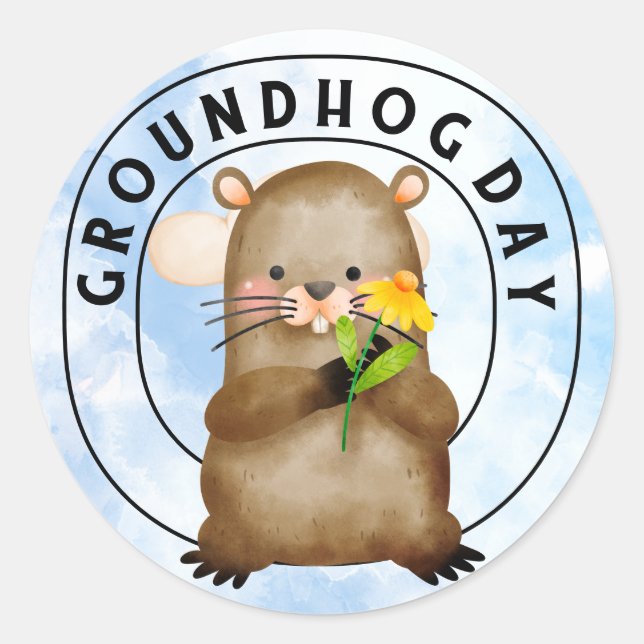 Groundhog  classic round sticker (Front)