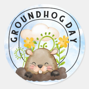 Groundhog  classic round sticker