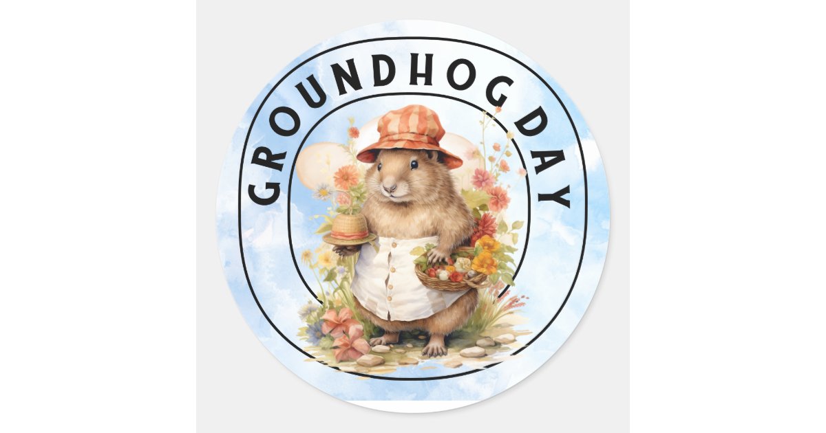 Groundhog classic round sticker | Zazzle