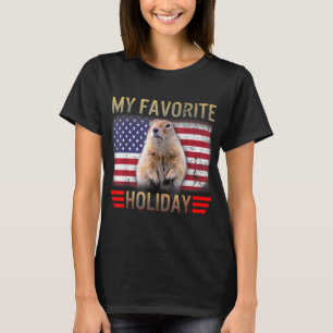 Groundhog Day 2021 My Favorite Holiday USA Flag Wo T-Shirt