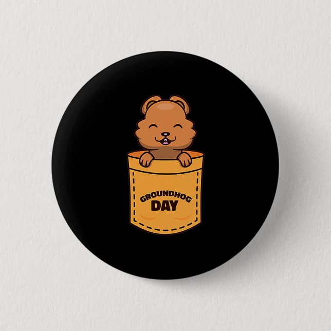 Groundhog Day 2023 Pocket Meme Funny Groundhog Lov Button (Front)