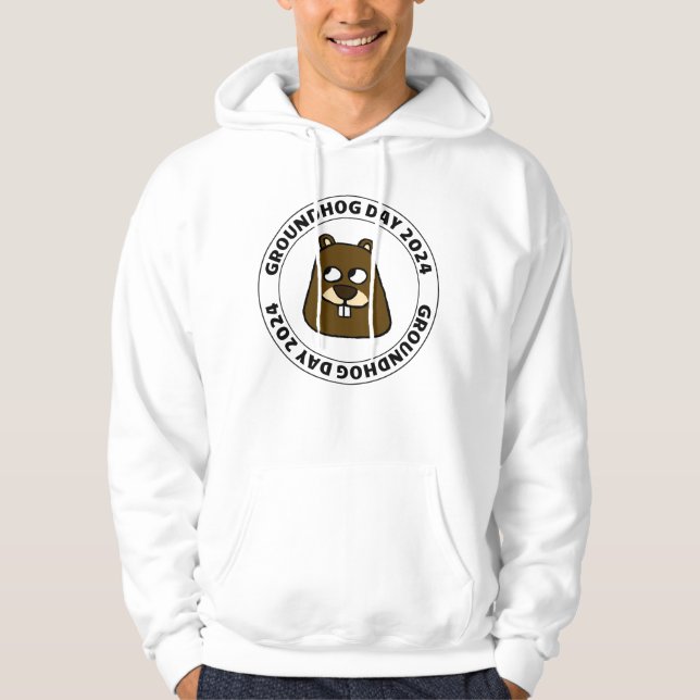 Groundhog Day 2024 with Groundhog face Hoodie (Front)