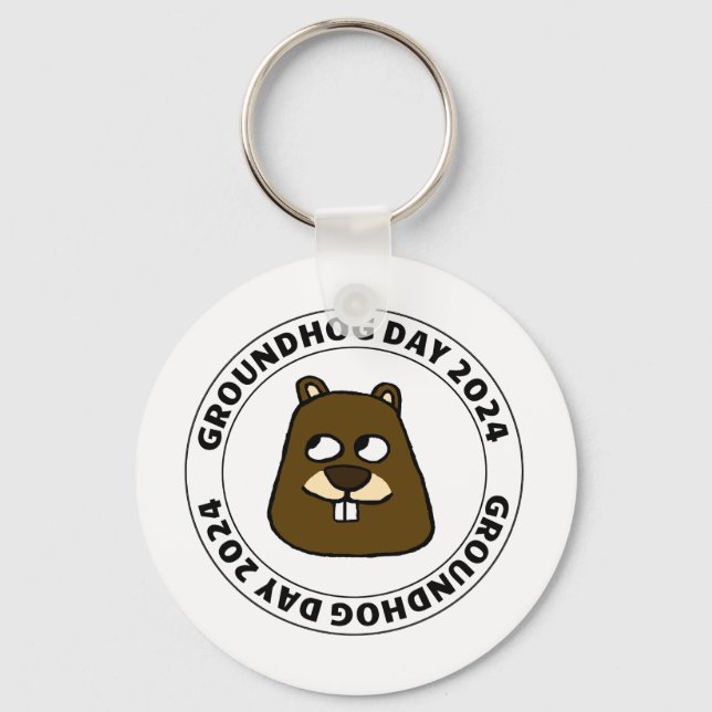 Groundhog Day 2024 with Groundhog face Keychain (Front)
