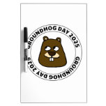 Groundhog Day 2025 with Groundhog face Dry Erase Board