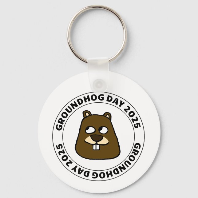Groundhog Day 2025 with Groundhog face Keychain (Front)