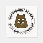 Groundhog Day 2025 with Groundhog face Napkins