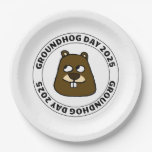 Groundhog Day 2025 with Groundhog face Paper Plates