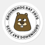 Groundhog Day 2026 with Groundhog face Classic Round Sticker