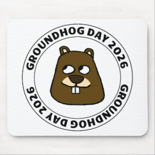 Groundhog Day 2026 with Groundhog face Mouse Pad