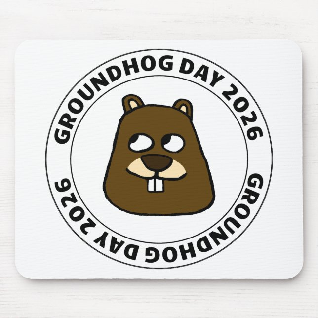 Groundhog Day 2026 with Groundhog face Mouse Pad (Front)
