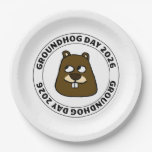 Groundhog Day 2026 with Groundhog face Paper Plates