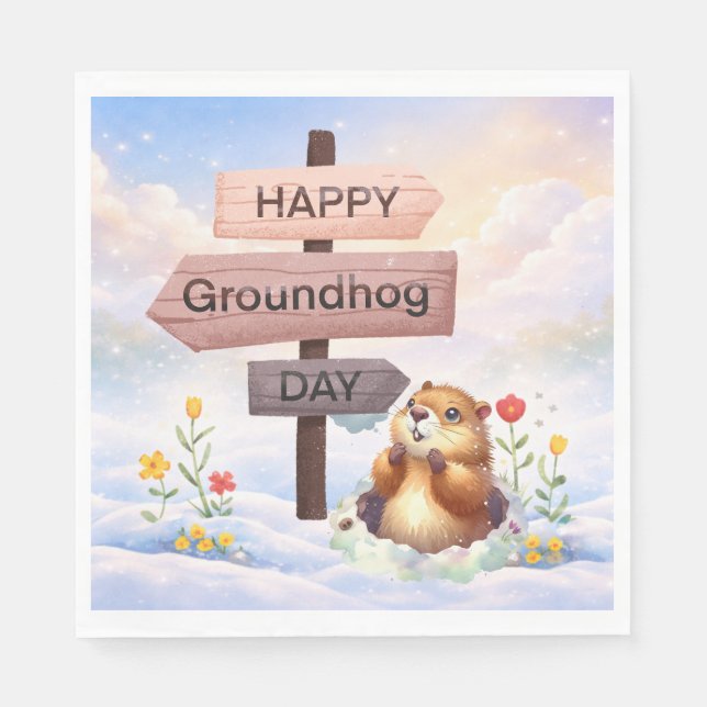 Groundhog day 22 February  Napkins (Front)