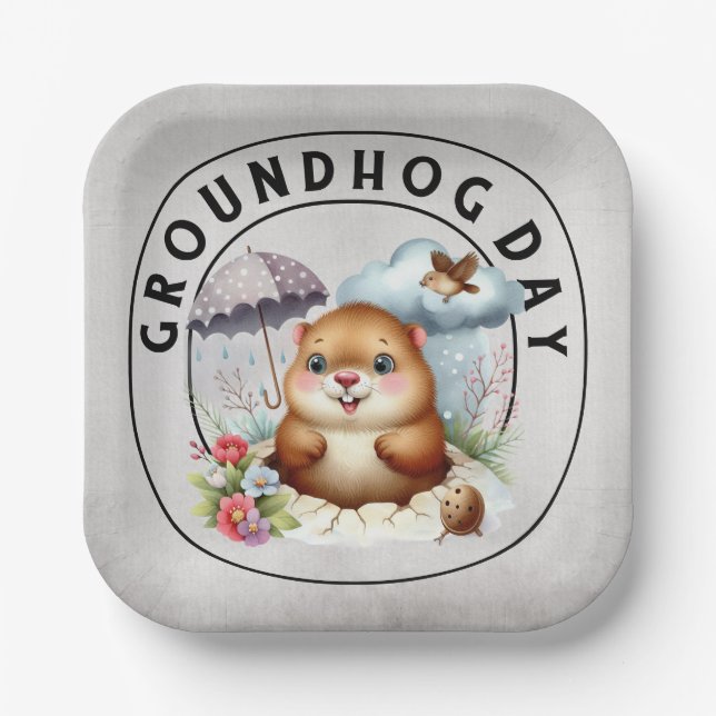 Groundhog day 22 February  Paper Plates (Front)