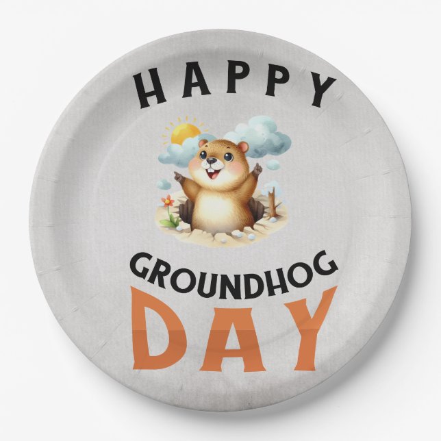 Groundhog day 22 February  Paper Plates (Front)