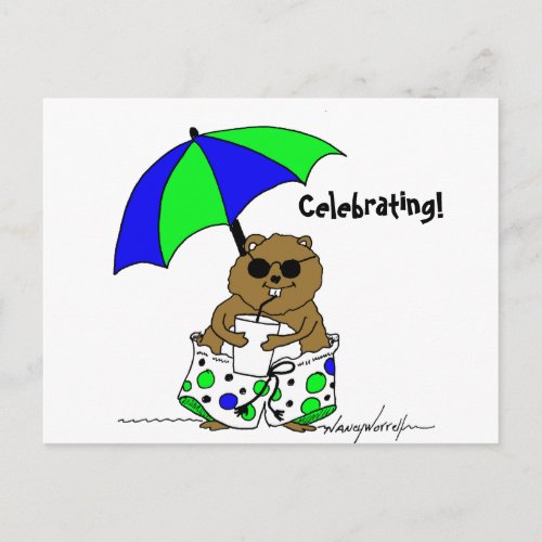 Groundhog Day  Beach Umbrella Postcard