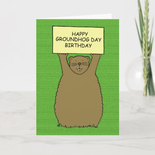 Groundhog Day Birthday Cartoon Card