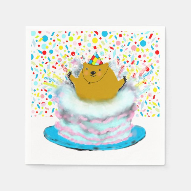 Groundhog Day Birthday Napkins (Front)