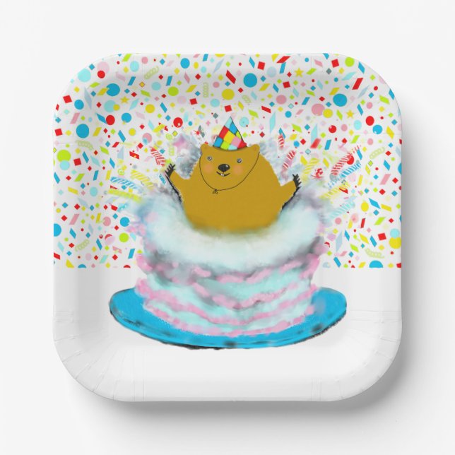 Groundhog Day Birthday Party Paper Plates (Front)