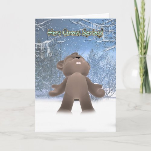 Groundhog Day Card _ Here Comes Spring