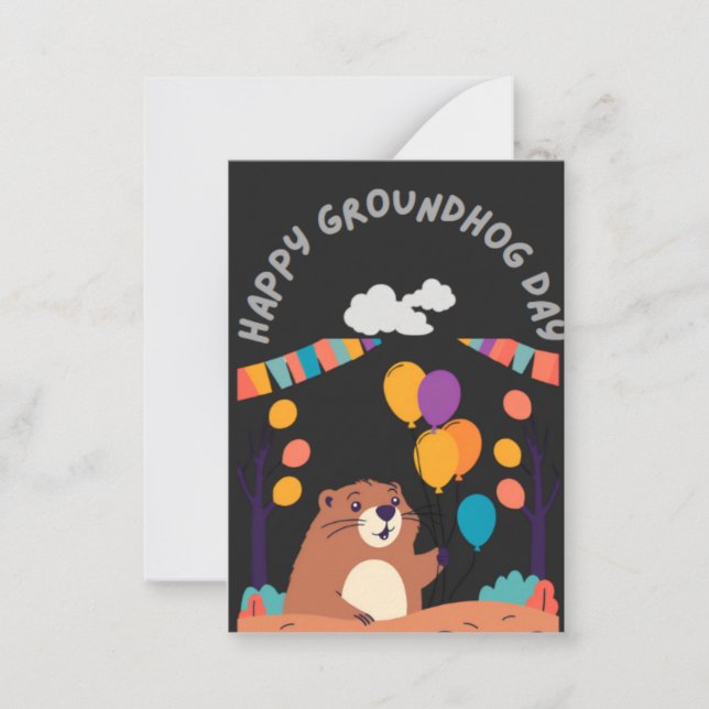 Groundhog Day Celebration: Shadow or Shine? Note Card (Front)