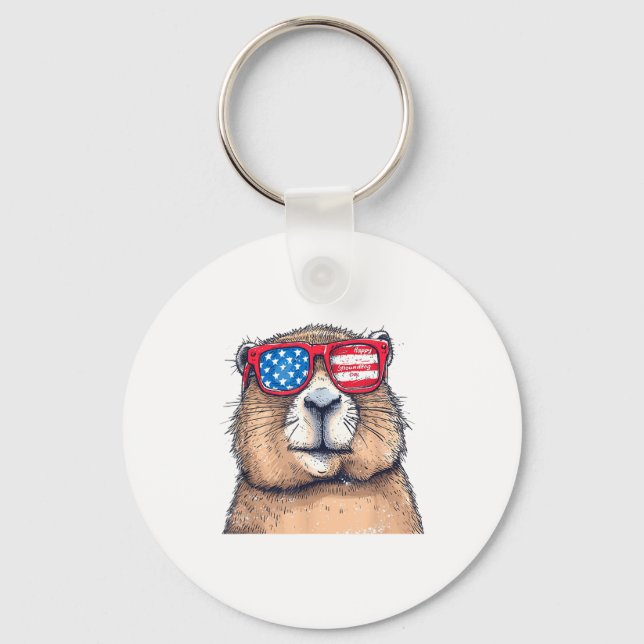Groundhog Day Decorations 2025 Funny Groundhog Day Keychain (Front)