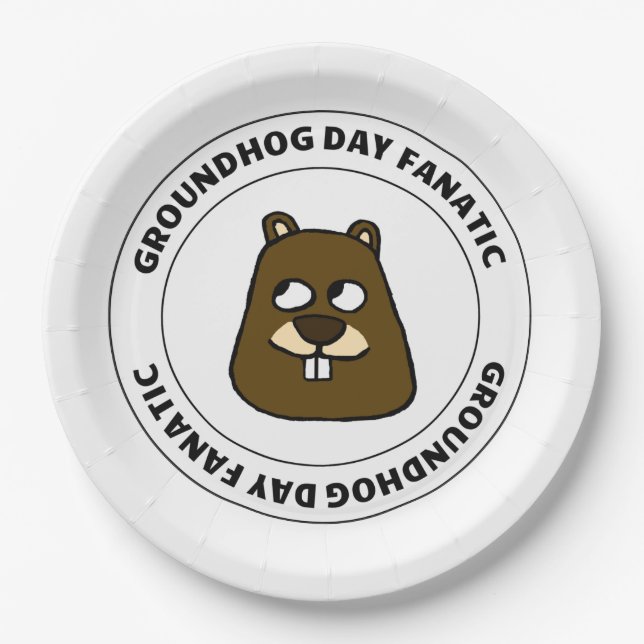 Groundhog Day Fanatic Paper Plates (Front)